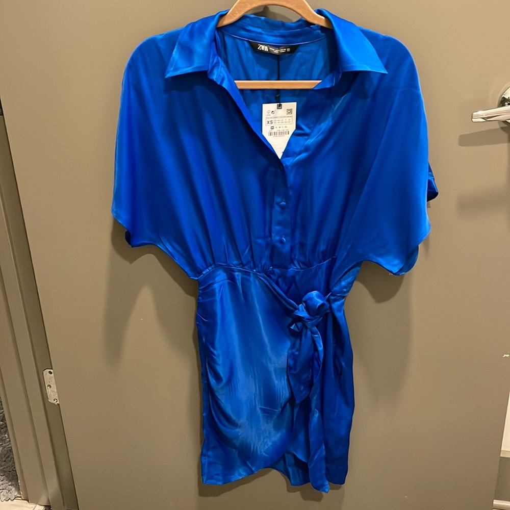 NWT Zara Satin Effect Wrap Dress